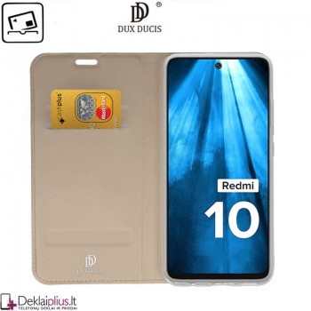 Dux Ducis dirbtinės odos viršelis - auksinės spalvos (Xiaomi Redmi 10/Redmi 10 (2022 m.)